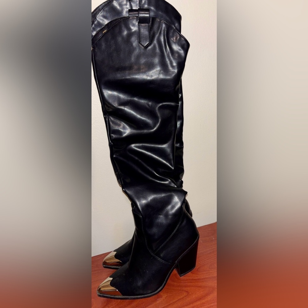 Black Faux Leather Boots